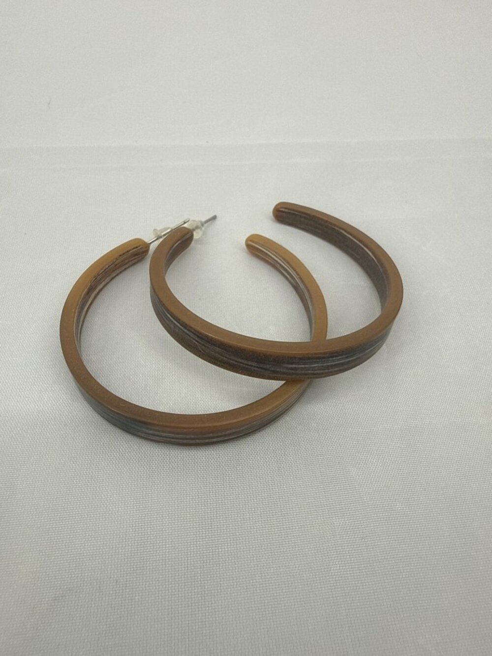 Y2K Brown Marbled Acrylic Hoop Earrings Boho Minimalist